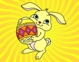 Dibujo Conejo con huevo de pascua pintado por berryland