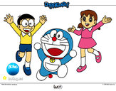 Dibujo Doraemon y amigos pintado por Liria2000