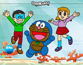 Dibujo Doraemon y amigos pintado por Melaniezoe