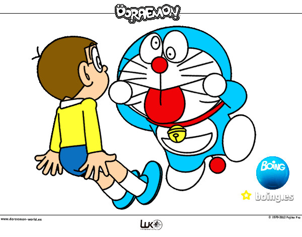 Dibujo Doraemon y Nobita pintado por lordjedi10