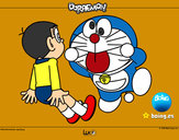 Dibujo Doraemon y Nobita pintado por Majo4perro
