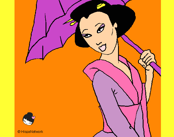 Dibujo Geisha con paraguas pintado por PEPITAYO5