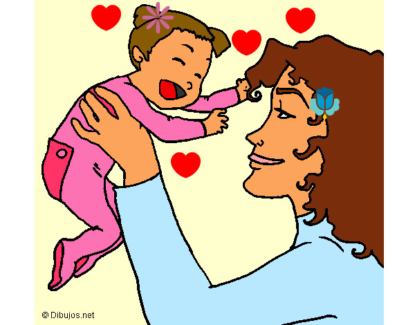 Dibujo Madre con su bebe 1 pintado por Fefy