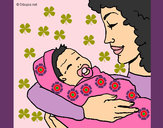 Dibujo Madre con su bebe II pintado por dilvia