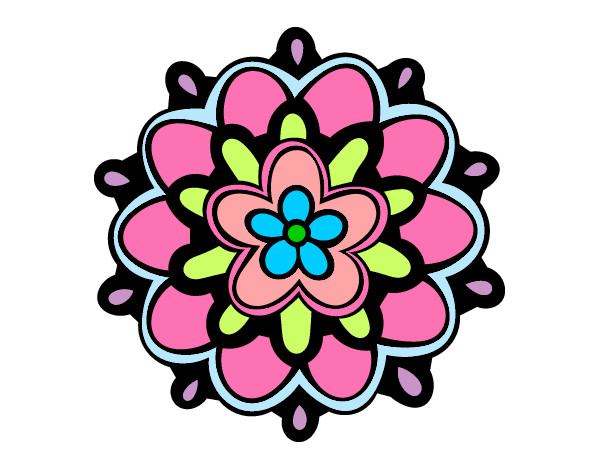 Dibujo Mándala con una flor pintado por daniele