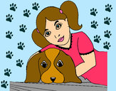 Dibujo Niña abrazando a su perro pintado por lareina