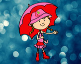 Dibujo Niña con paraguas pintado por beck