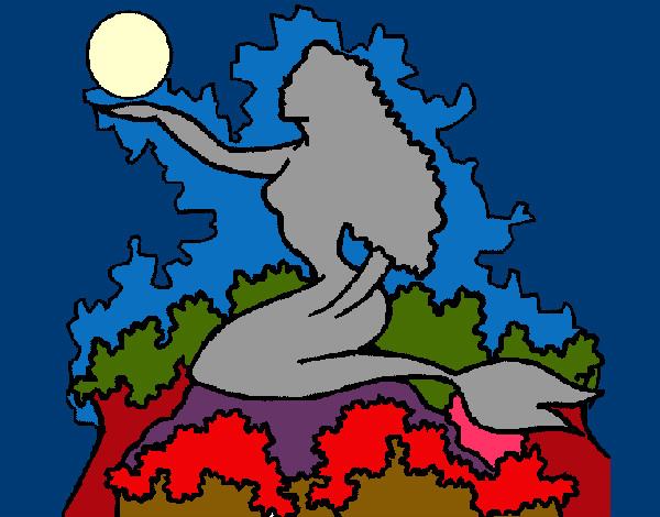 Dibujo Silueta de sirena pintado por isido 