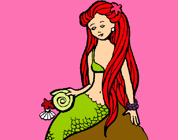 Dibujo Sirena con caracola pintado por alexlilian