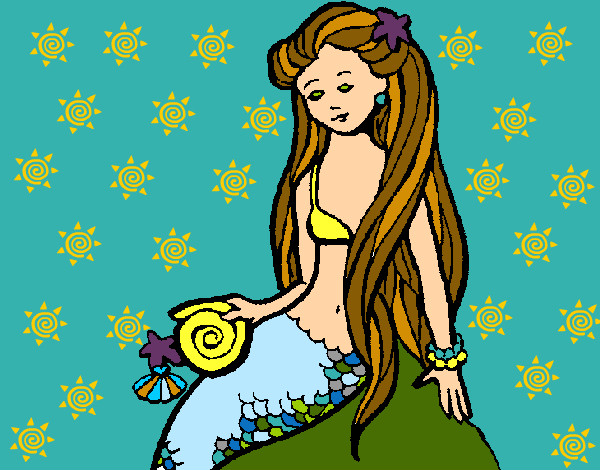 Dibujo Sirena con caracola pintado por estefani22