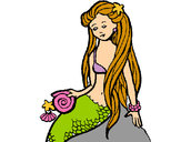 Dibujo Sirena con caracola pintado por KAHT