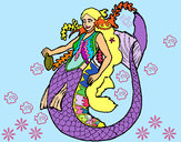 Dibujo Sirena con larga melena pintado por Claresse
