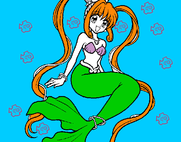 Dibujo Sirena con perlas pintado por jazminJASF