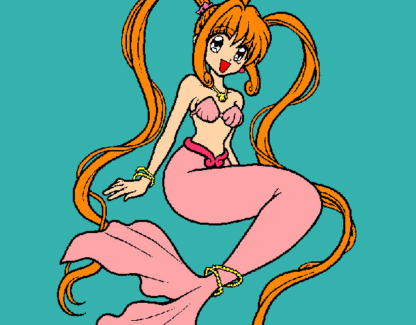Dibujo Sirena con perlas pintado por vievi