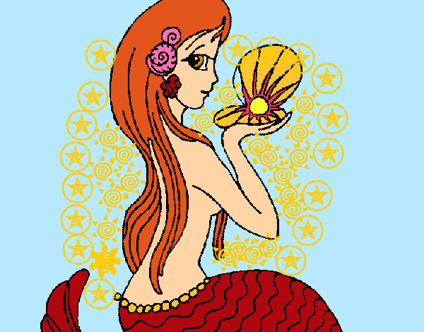 Dibujo Sirena y perla pintado por reina2003