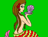Dibujo Sirena y perla pintado por yarisy