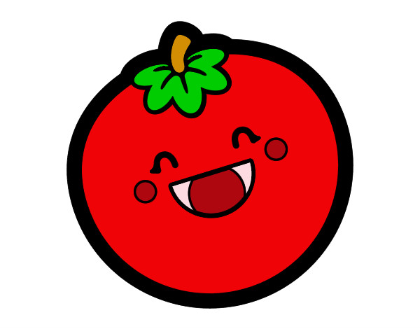 Dibujo Tomate sonriente pintado por albaluisle
