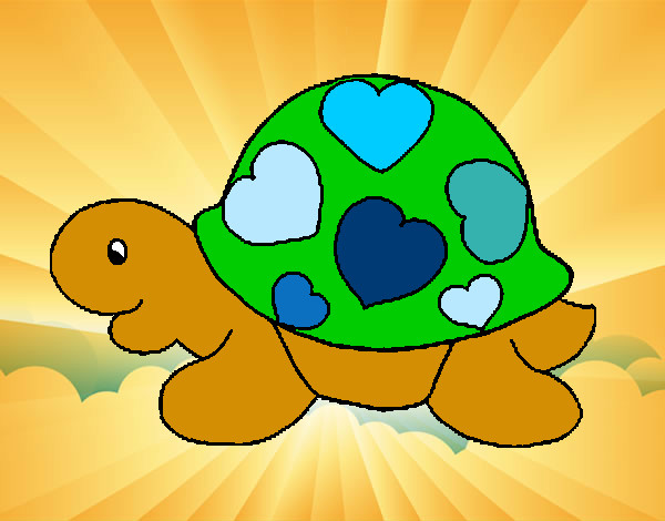 Dibujo Tortuga con corazones pintado por andreacele