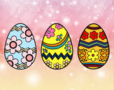 Dibujo Tres huevos de pascua pintado por berryland