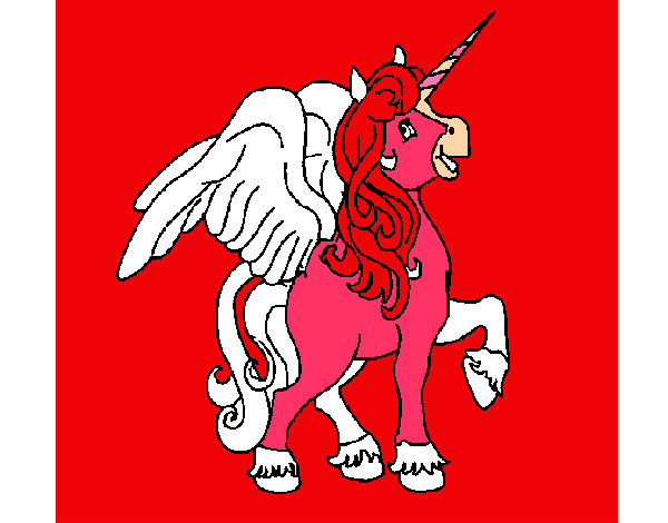 Dibujo Unicornio con alas pintado por FERGI