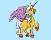 Dibujo Unicornio con alas pintado por vievi