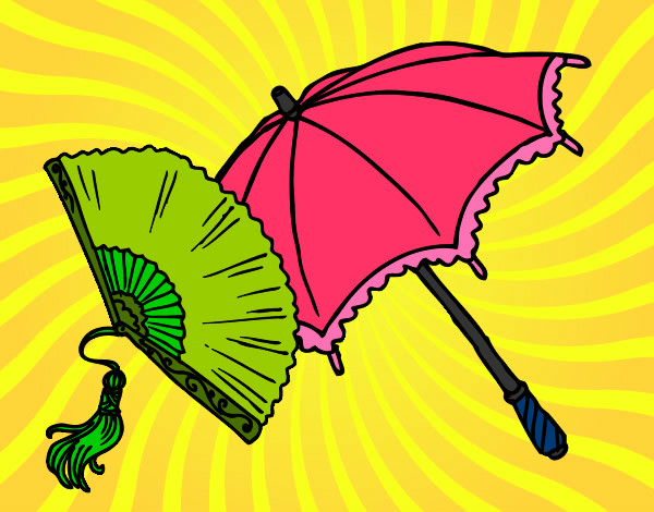 Dibujo Abanico y paraguas pintado por Mariajoo19