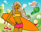 Dibujo Barbie con tabla de surf pintado por LUCIA2