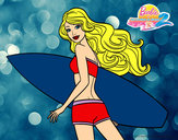 Dibujo Barbie surfera pintado por Andrea_San