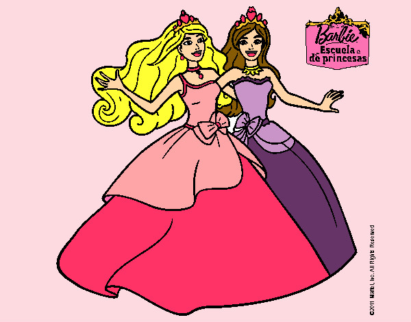 Dibujo Barbie y su amiga súper felices pintado por biancaviol