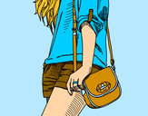 Dibujo Chica con bolso pintado por bea24 