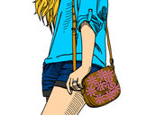 Dibujo Chica con bolso pintado por Estefania1