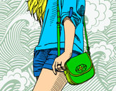 Dibujo Chica con bolso pintado por wapiii
