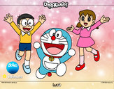 Dibujo Doraemon y amigos pintado por Kristin