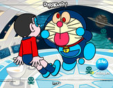 Dibujo Doraemon y Nobita pintado por gusi