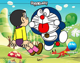 Dibujo Doraemon y Nobita pintado por Oihanko