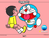 Dibujo Doraemon y Nobita pintado por victoriayd