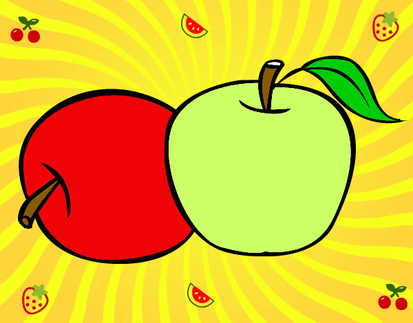Dibujo Dos manzanas pintado por telefon