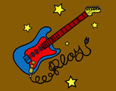 Dibujo Guitarra y estrellas pintado por Polito