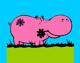 Dibujo Hipopótamo con flores pintado por naty313