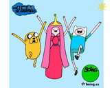 Dibujo Jake, Princesa Chicle y Finn pintado por wanda