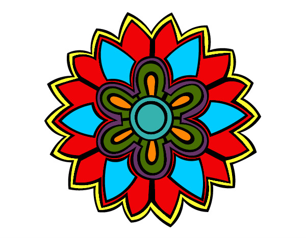Dibujo Mándala con forma de flor weiss pintado por gessenia 