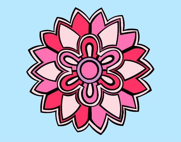 Dibujo Mándala con forma de flor weiss pintado por rinni18