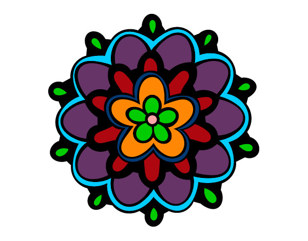 Dibujo Mándala con una flor pintado por gessenia 