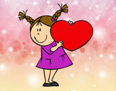 Dibujo Niña con corazón pintado por MAriiy