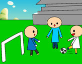 Dibujo Niños jugando a futbol pintado por Raul123