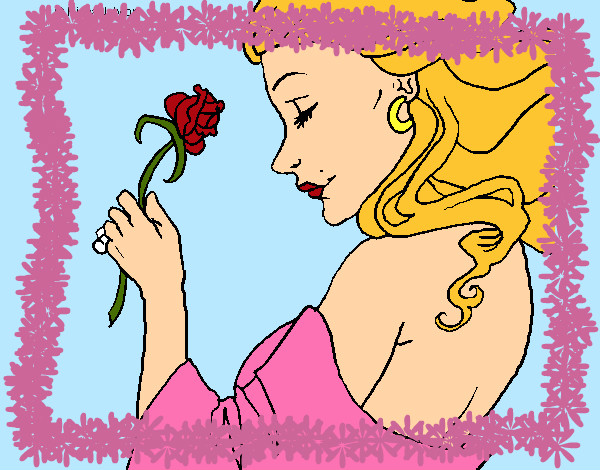 Dibujo Princesa con una rosa pintado por biancaviol