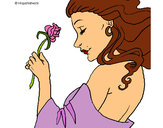 Dibujo Princesa con una rosa pintado por girly