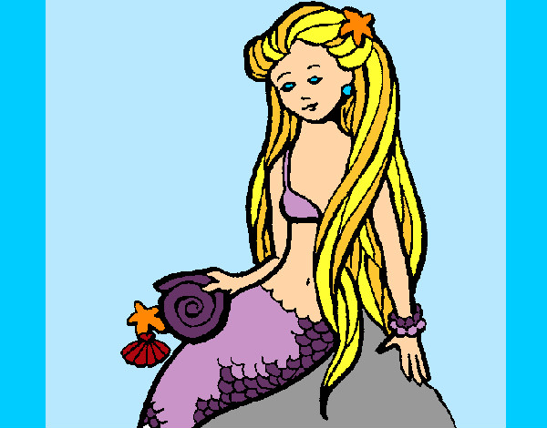 Dibujo Sirena con caracola pintado por carmenrgp