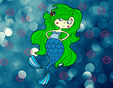 Dibujo Sirena con los brazos en la cardera pintado por sebaschava