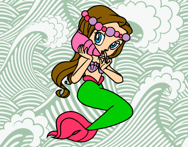 Dibujo Sirena con una caracola pintado por rinni18